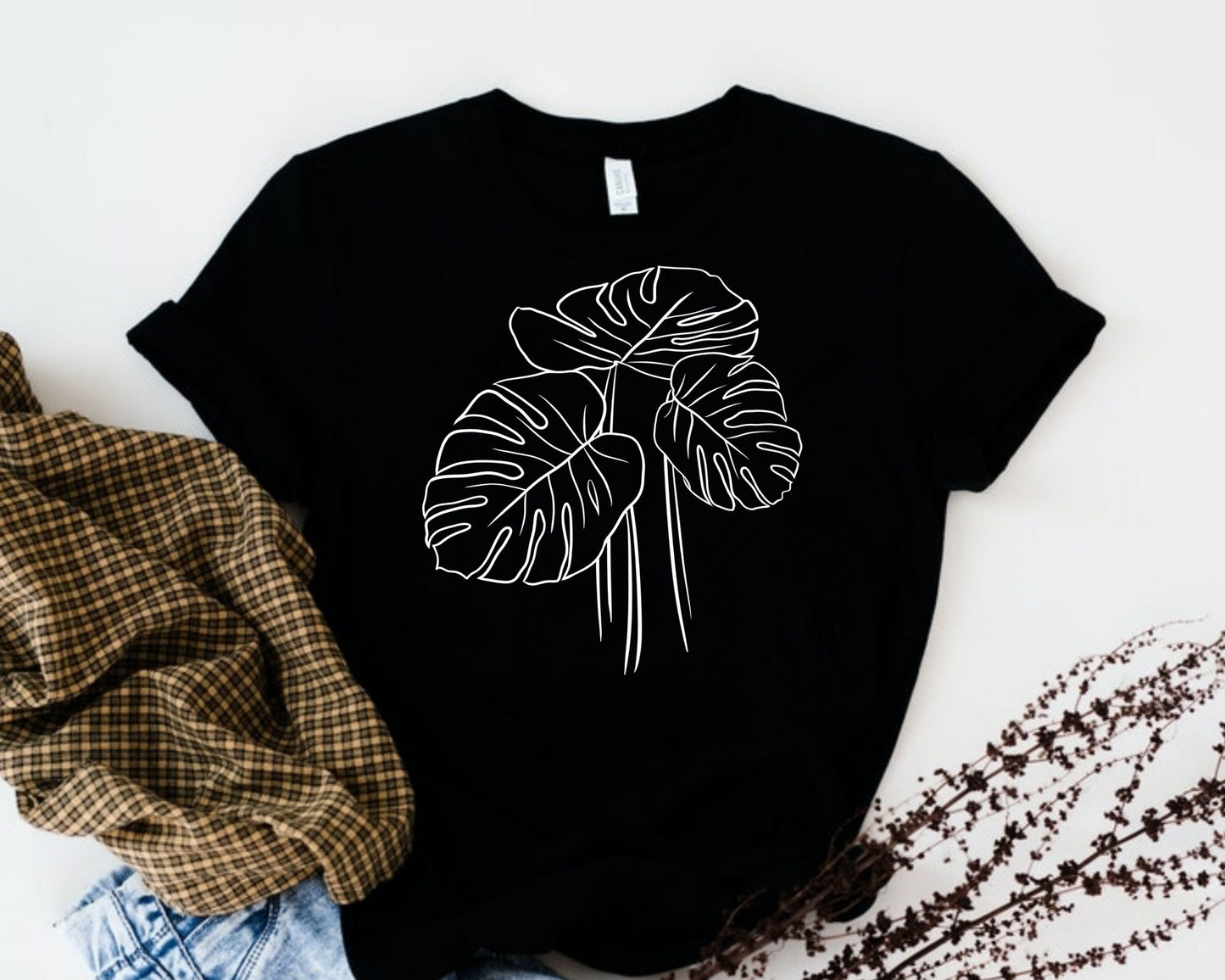 Tropical Leaf Monstera Outline Clipart SVG
