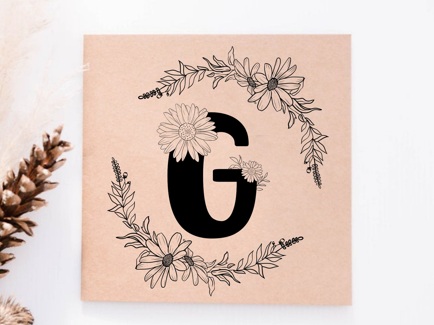 Daisy Floral Monogram Alphabet Clipart SVG