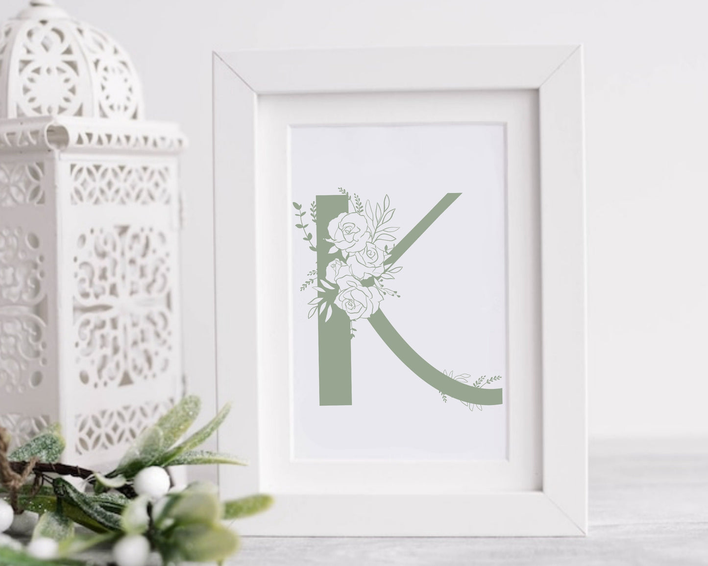Rose Floral Monogram Alphabet Clipart