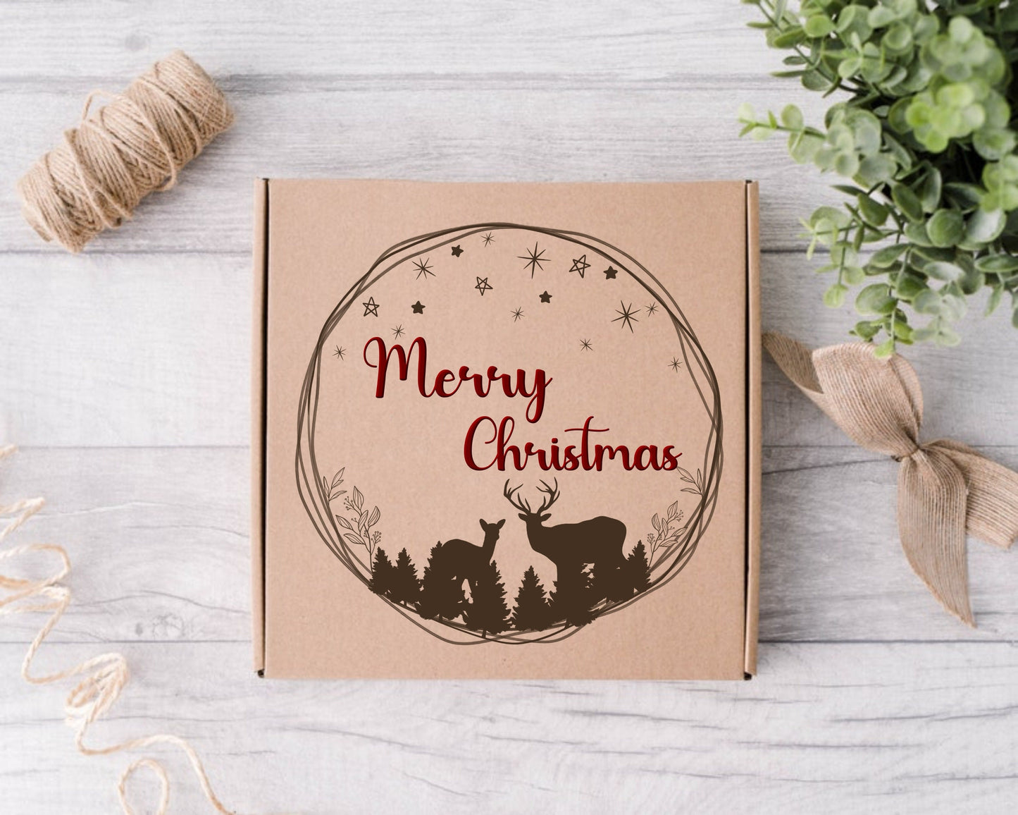 Christmas Deer Circle Wreath Clipart