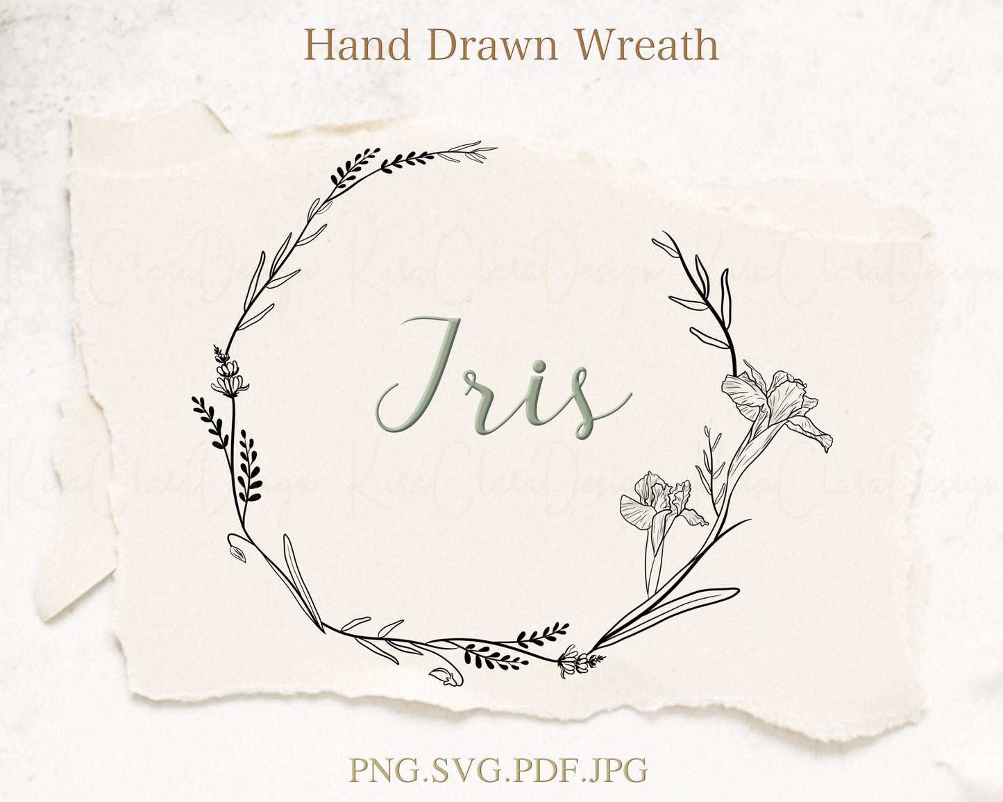 February Birth Flower Iris Circle Frame Clipart
