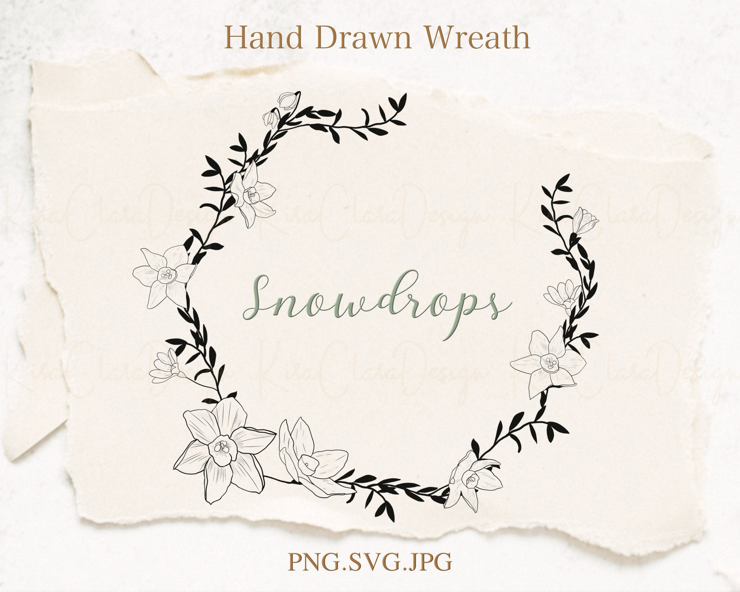 Birth Flower Snowdrop Wreath Clipart