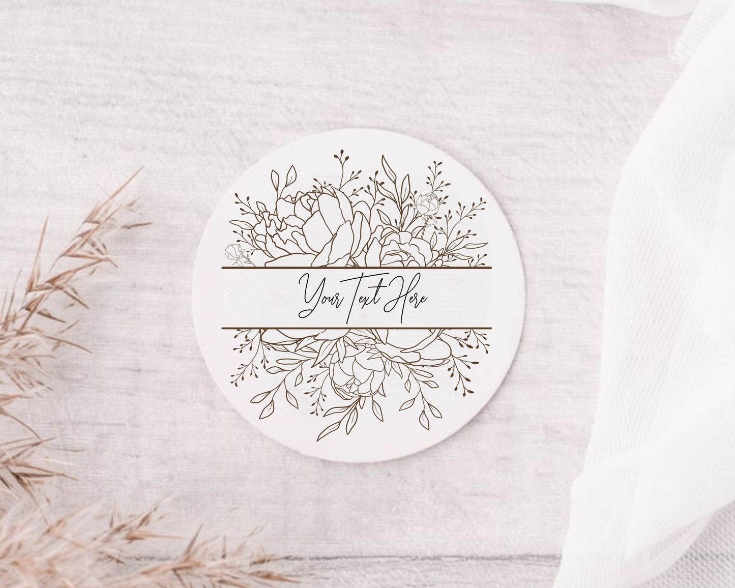 Peony Flower Split Border Frame Clipart SVG