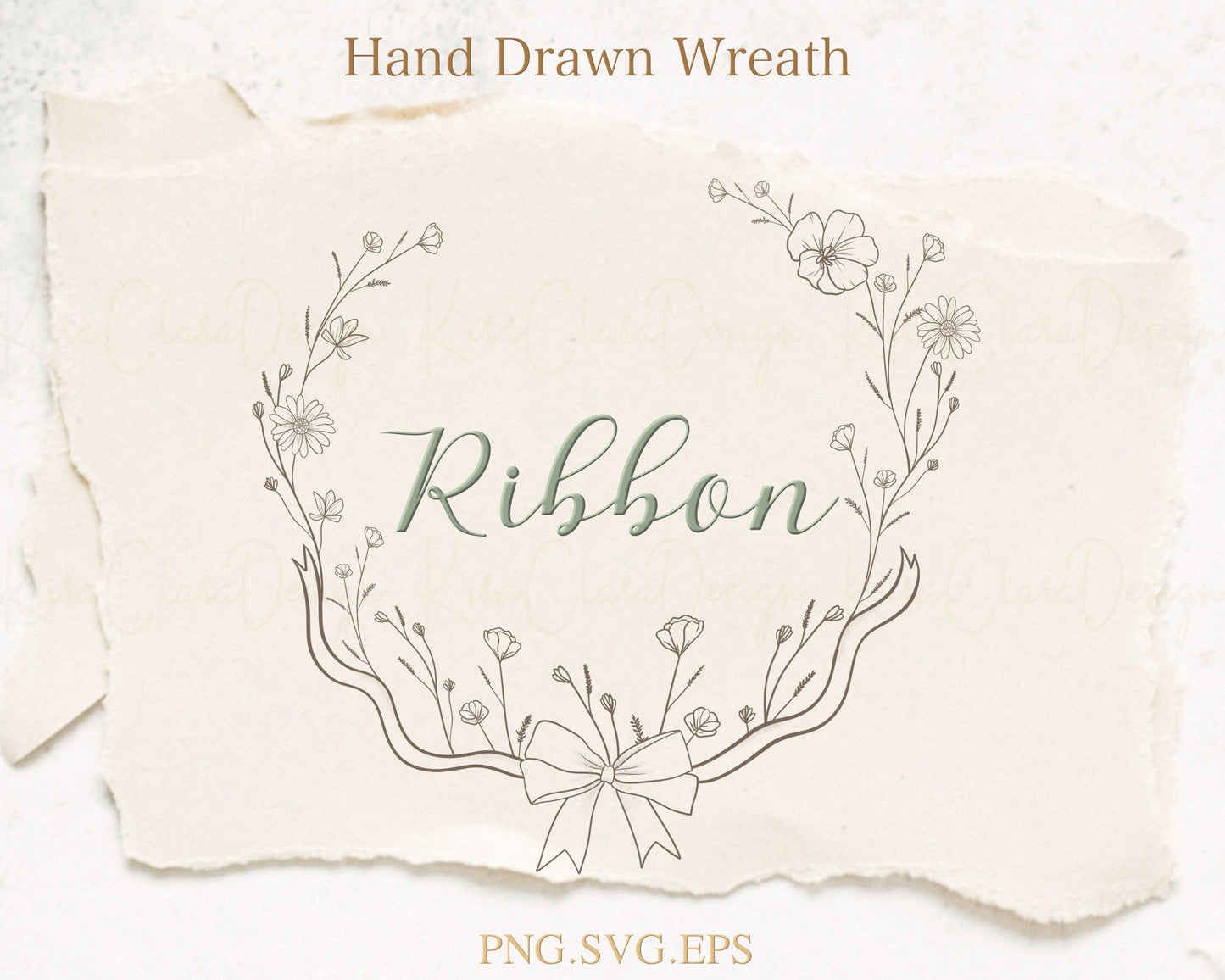 Ribbon Flower Wreath Clipart