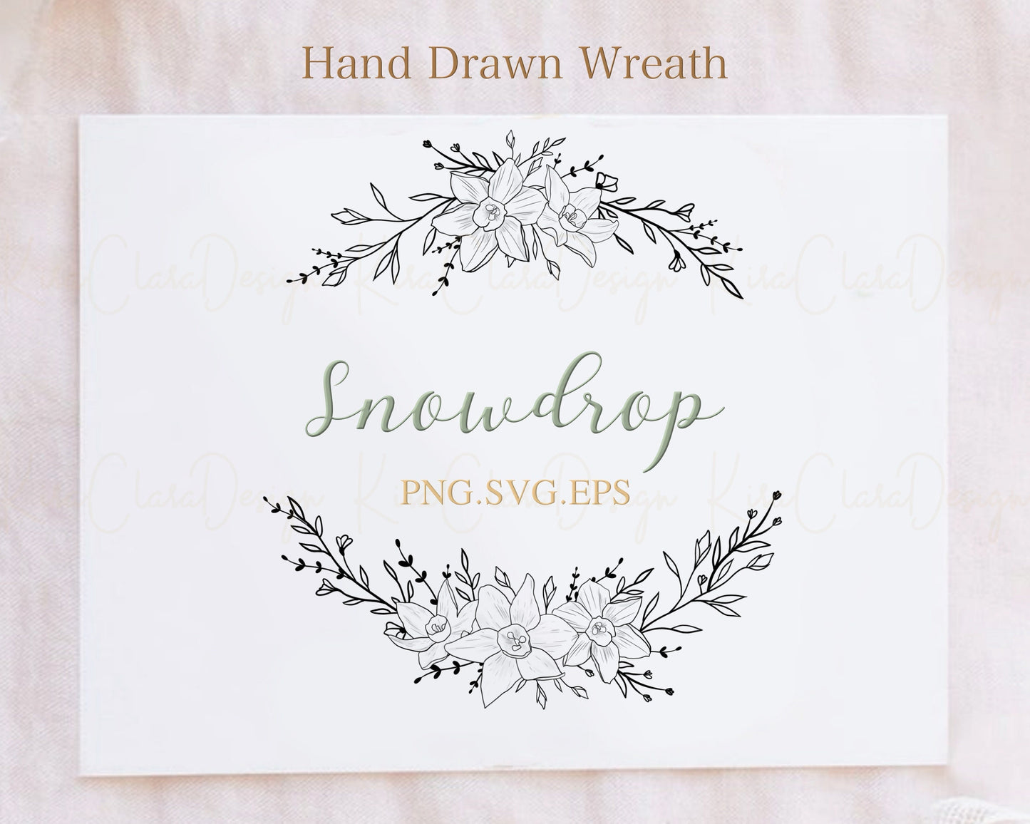 Snowdrop Flower Wreath Clipart