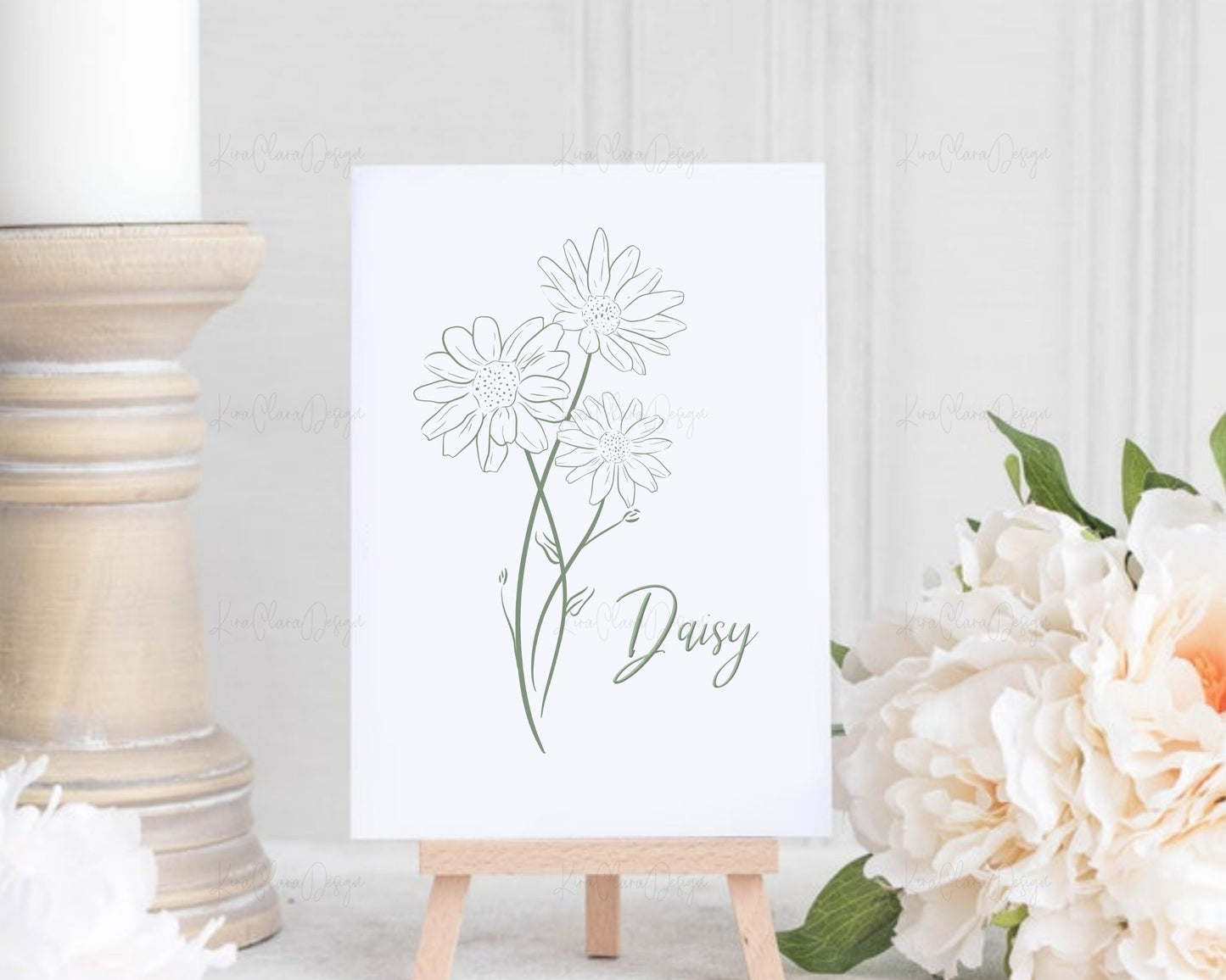 April Birth Flower Daisy Outline Clipart Minimalist
