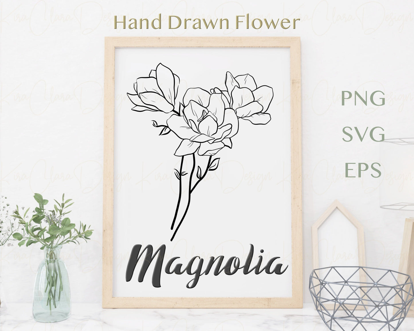 Magnolia Flower Outline Clipart