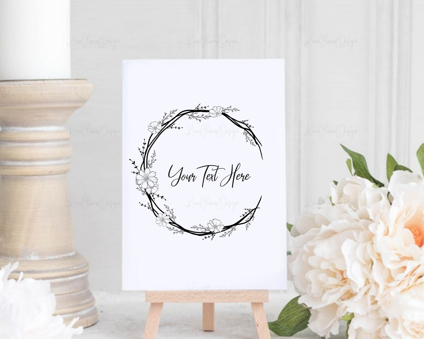 October Birth Flower Cosmos Circle Wreath Clipart