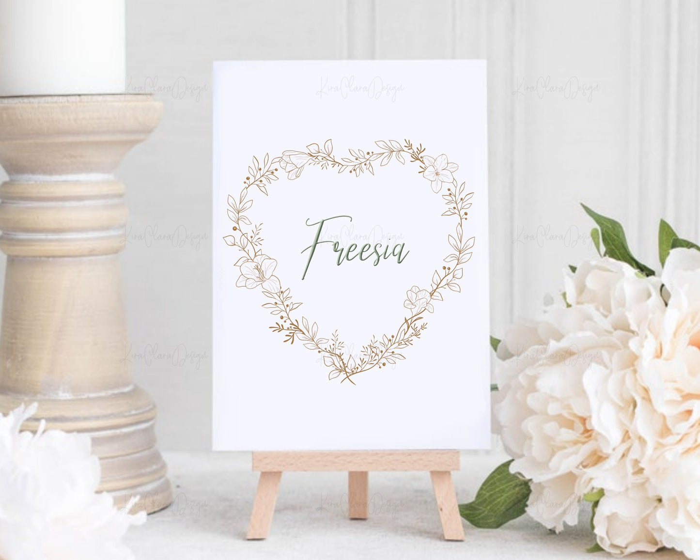 Freesia Flower Heart Wreath Clipart