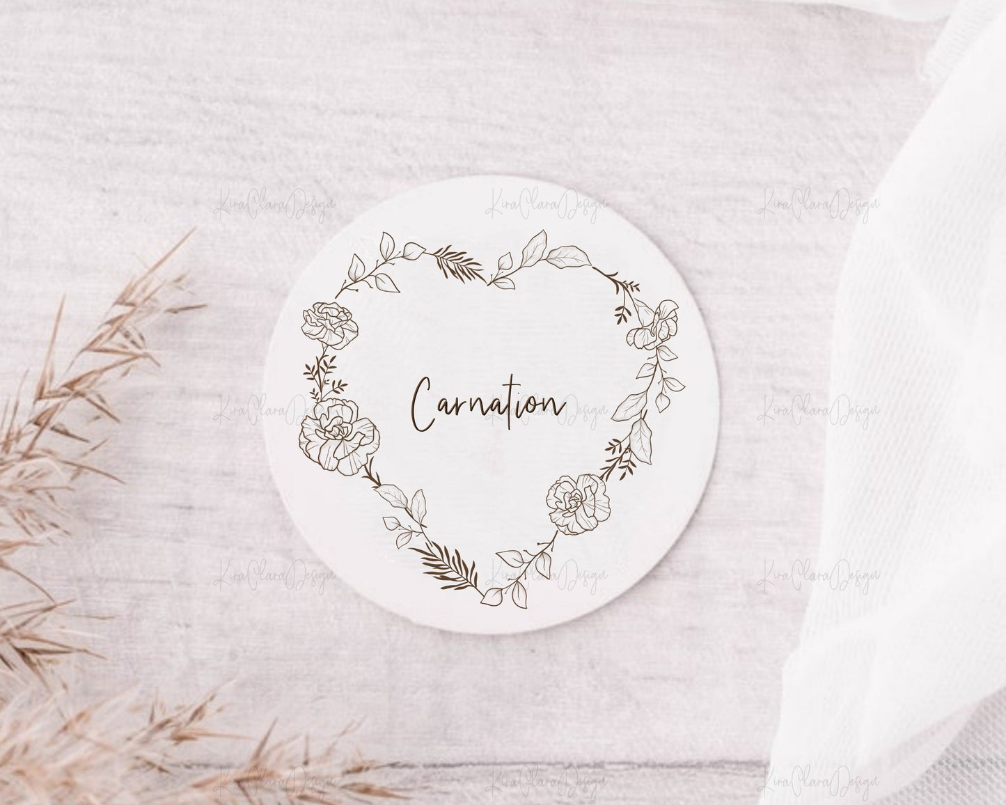 Carnation Flower Heart Wreath Valentine Clipart