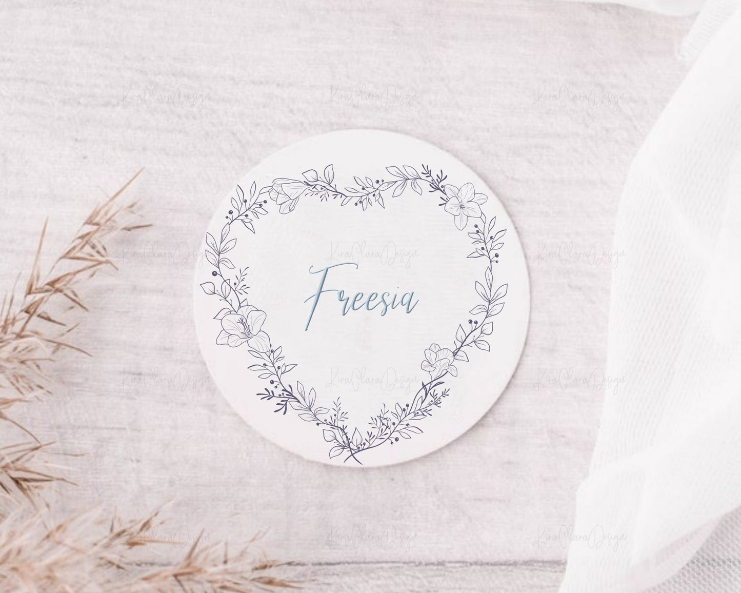 Freesia Flower Heart Wreath Clipart