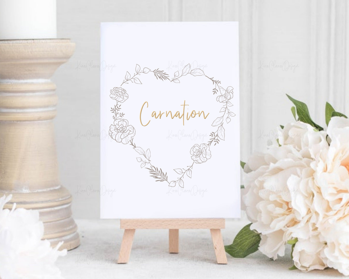Carnation Flower Heart Wreath Valentine Clipart