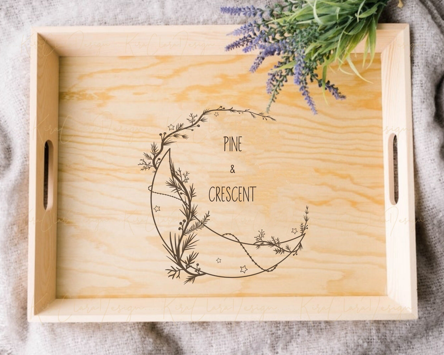 Pine Leaf & Moon Wreath Clipart SVG