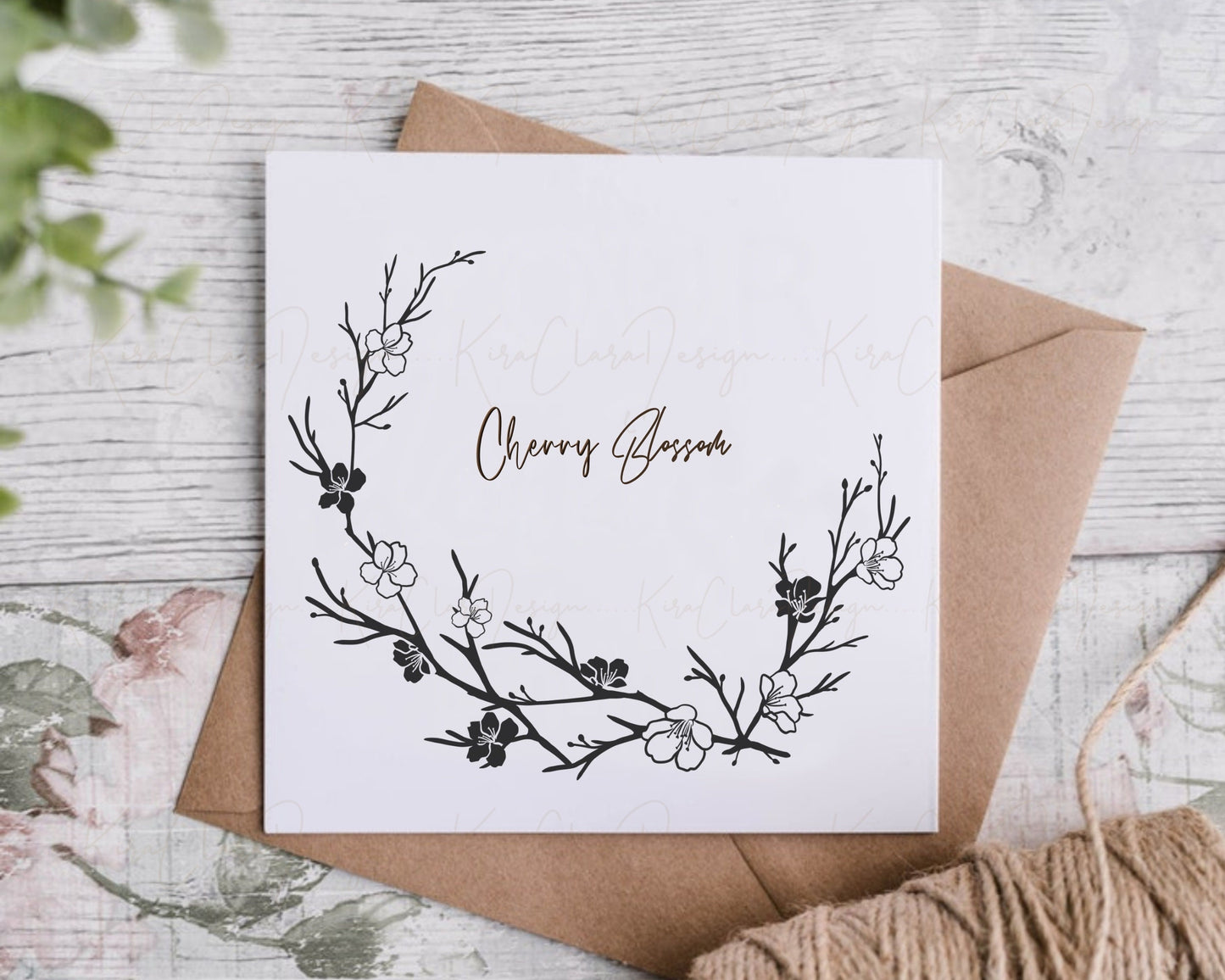 Cherry Blossom & Birds Wreath Clipart
