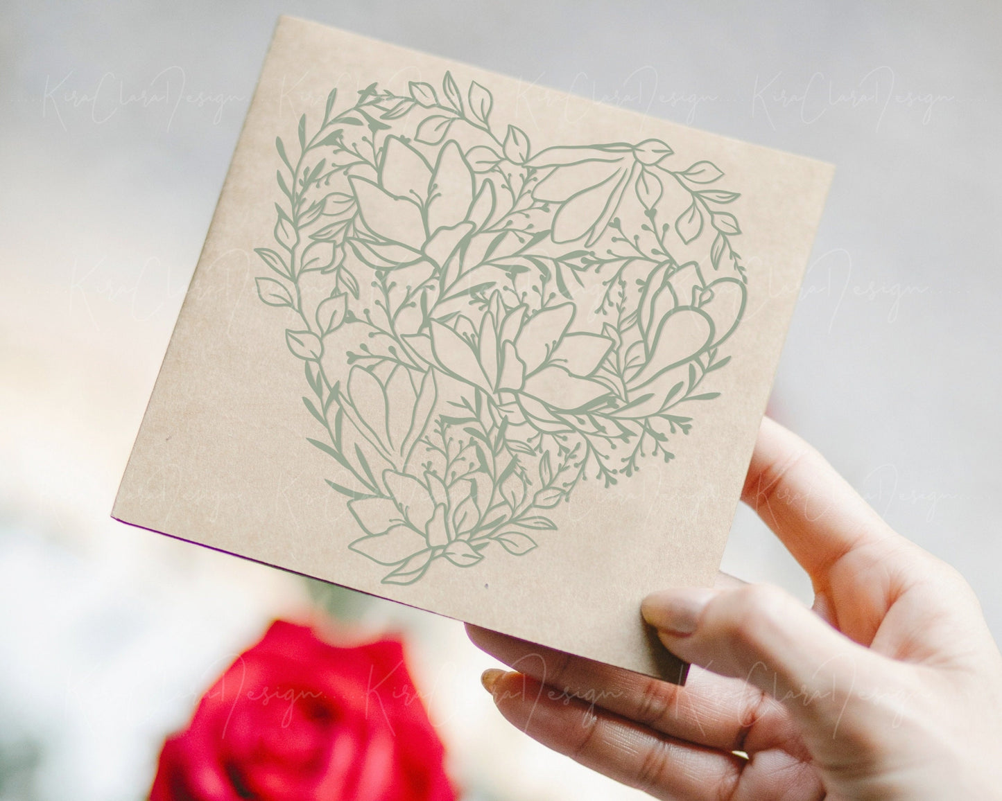Crocus Flower Floral Outline Pattern Clipart Valentine Heart SVG
