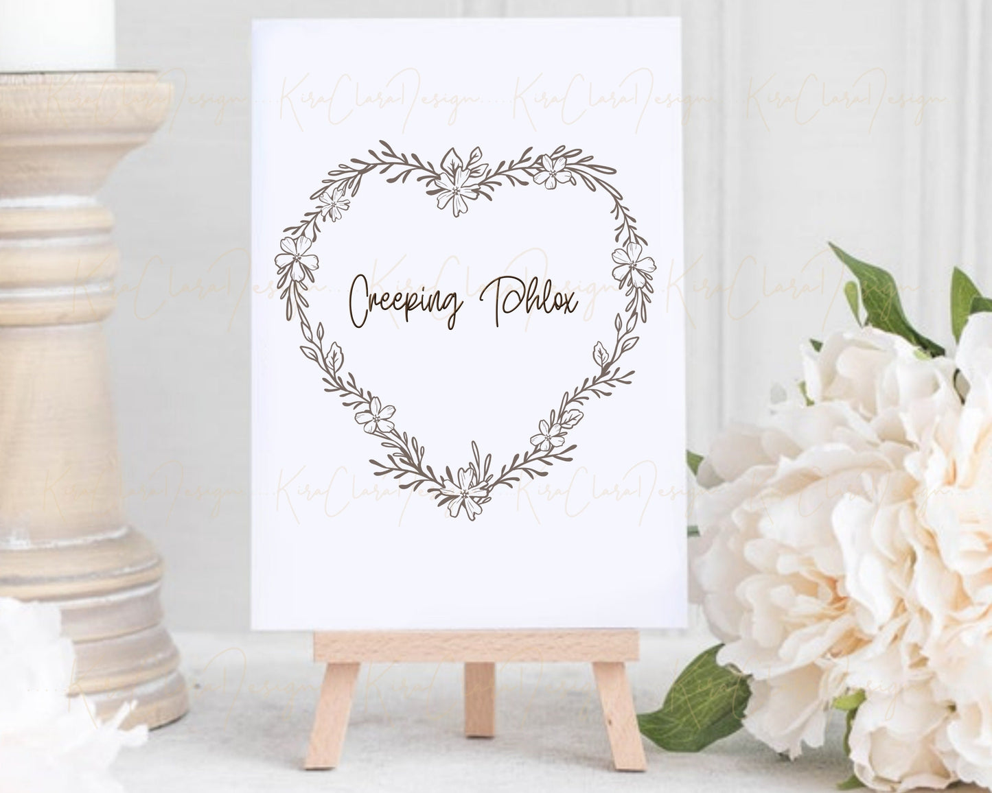Creeping Phlox Flower Heart Wreath Clipart