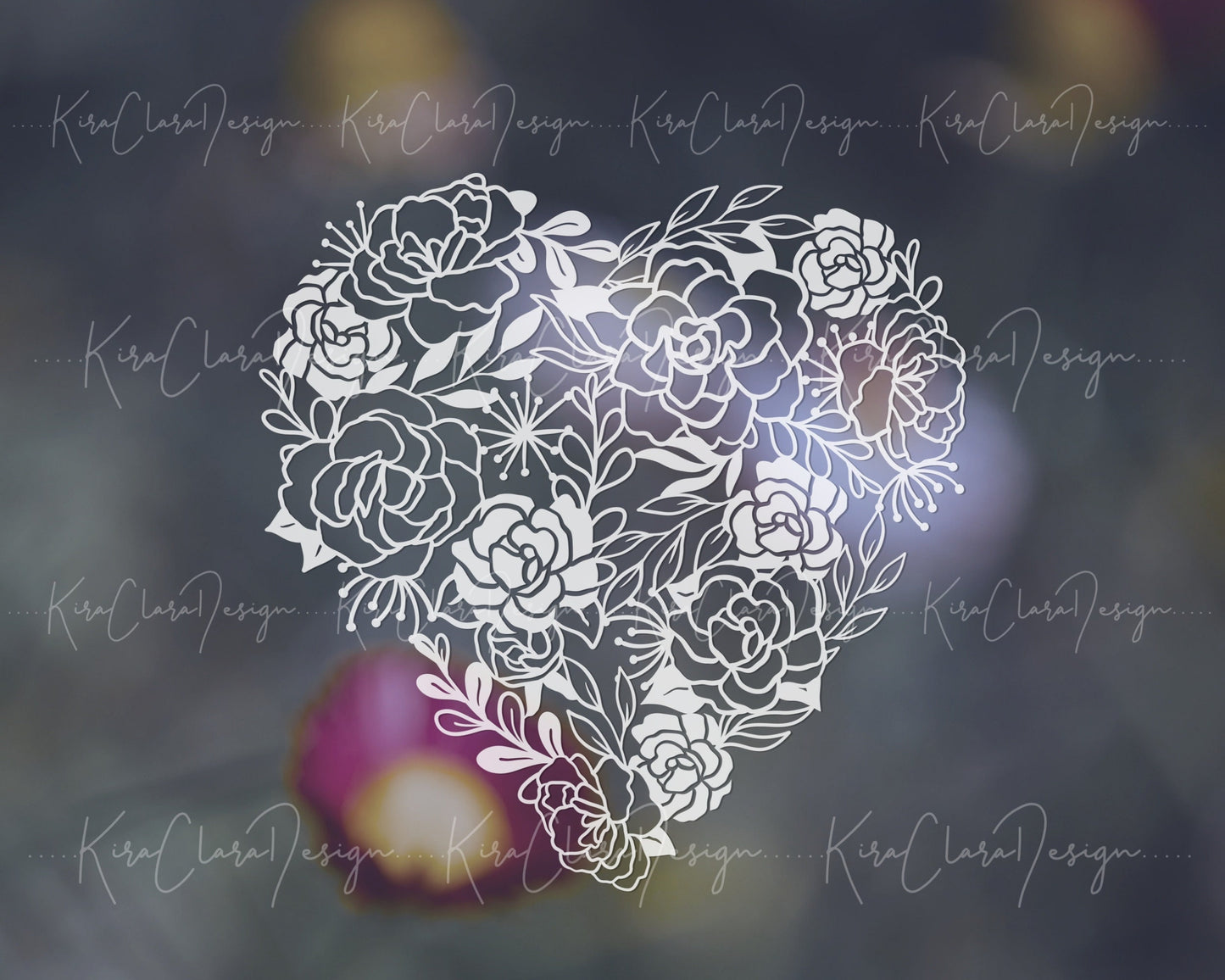 Primula Belarina Heart Floral Pattern Clipart