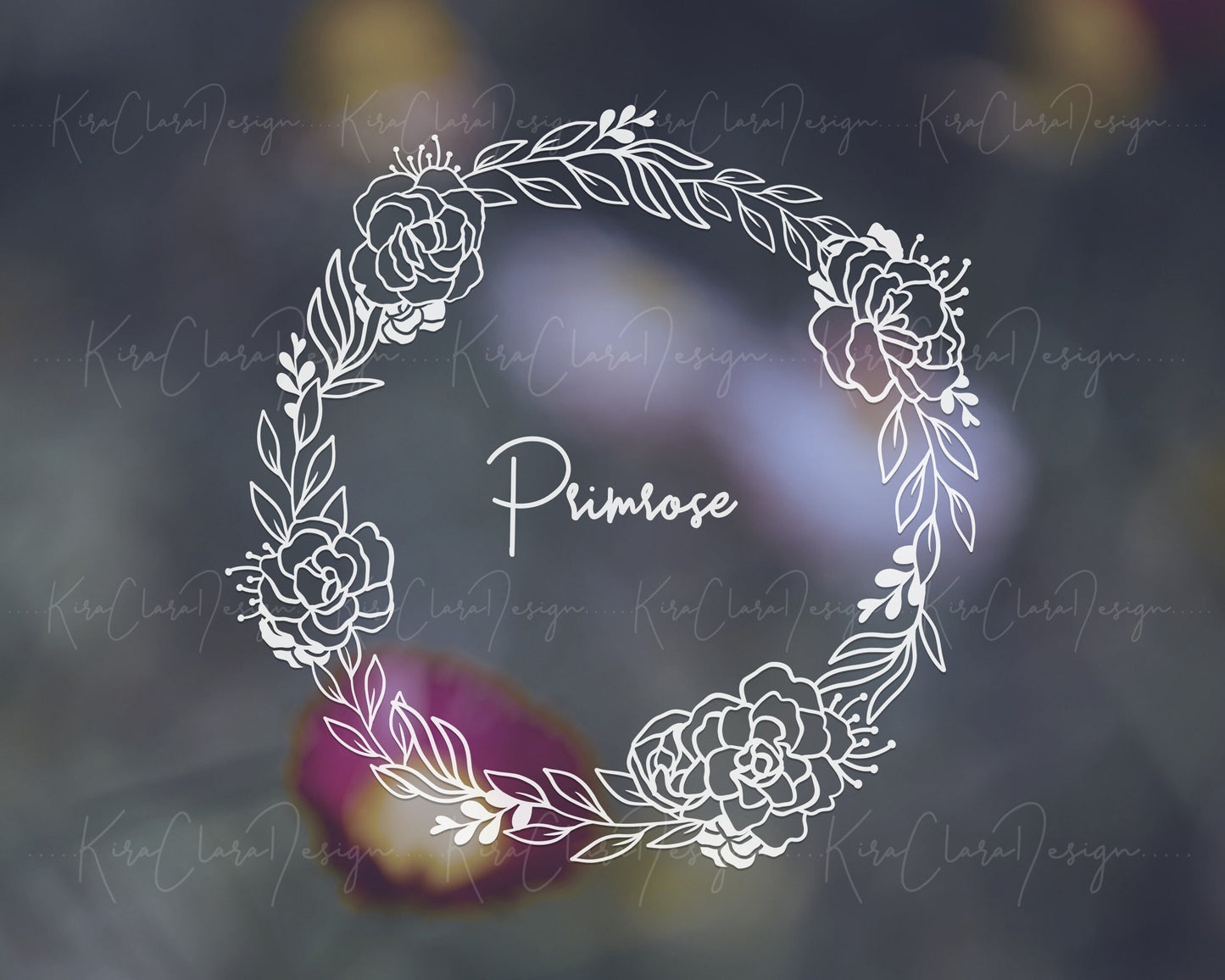 Primrose Flower Wreath Clipart