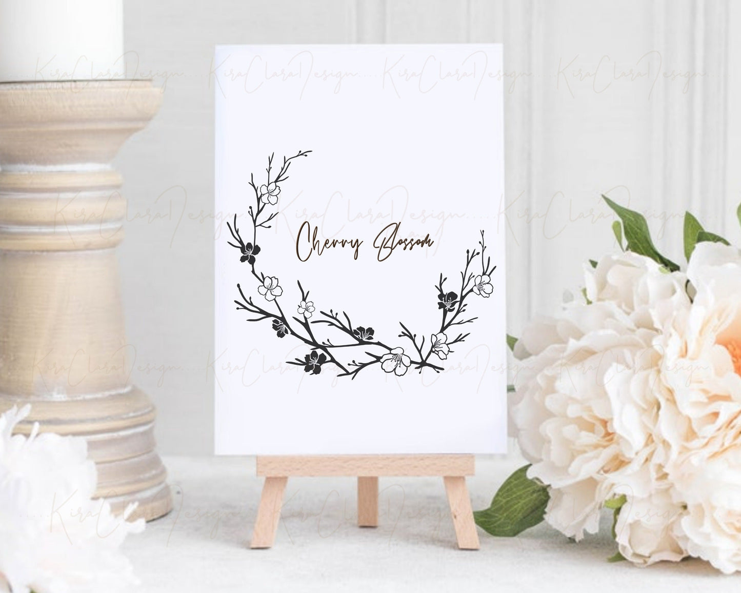Cherry Blossom & Birds Wreath Clipart