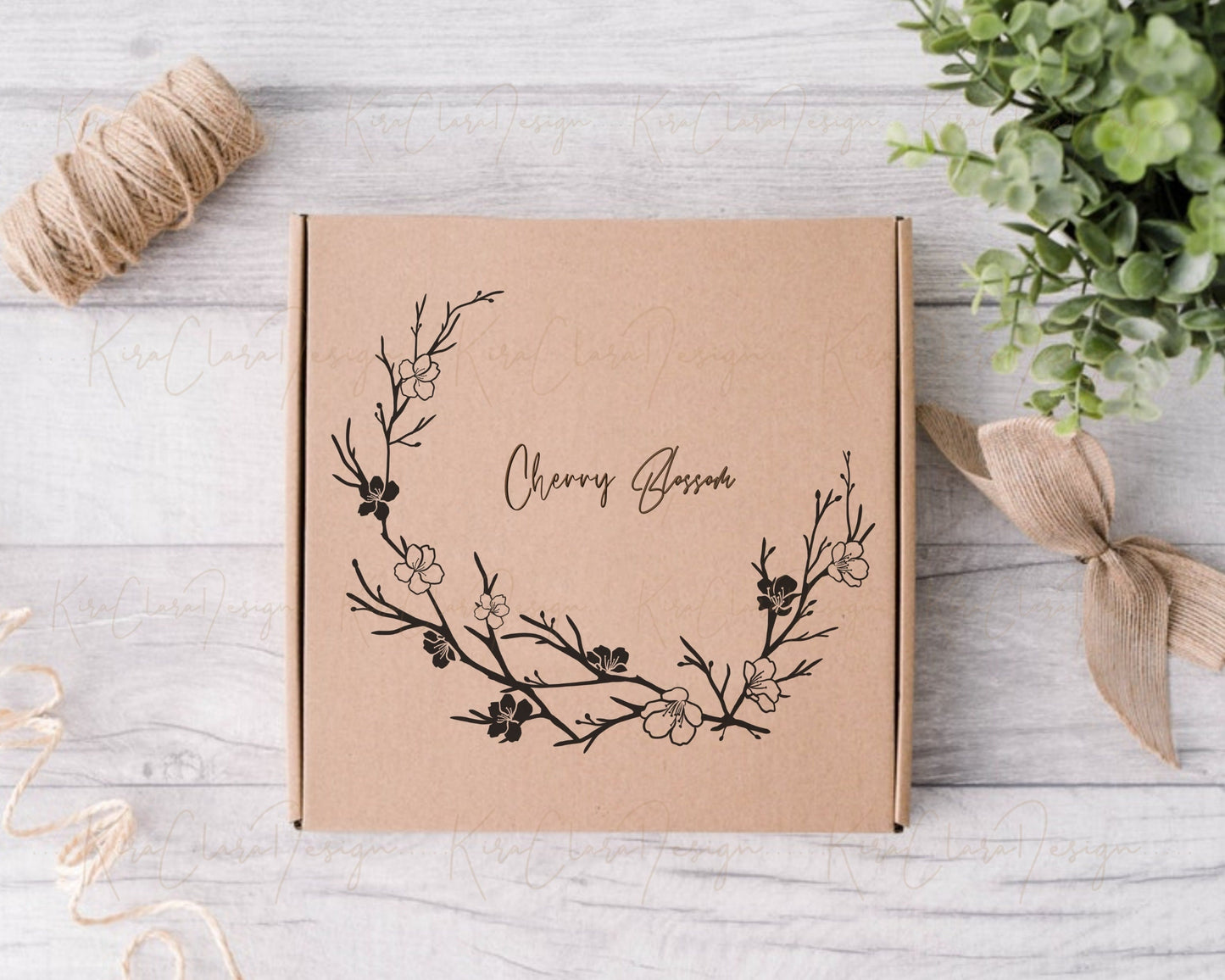 Cherry Blossom & Birds Wreath Clipart