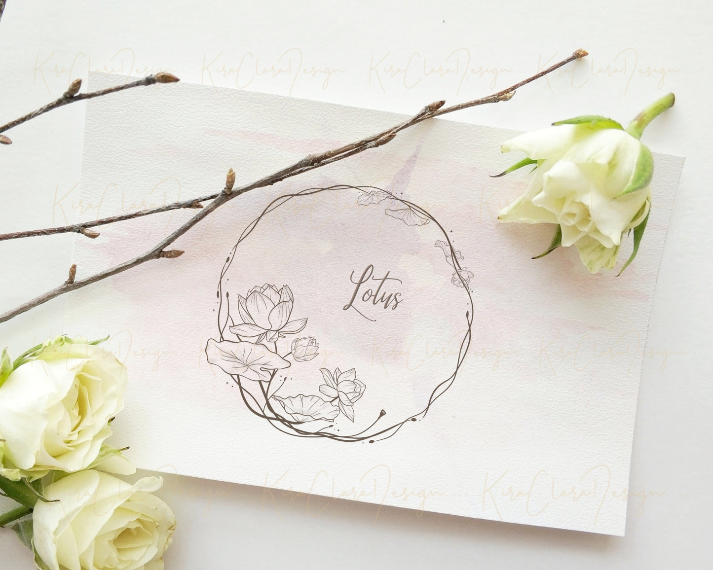 Lotus Flower Wreath Clipart