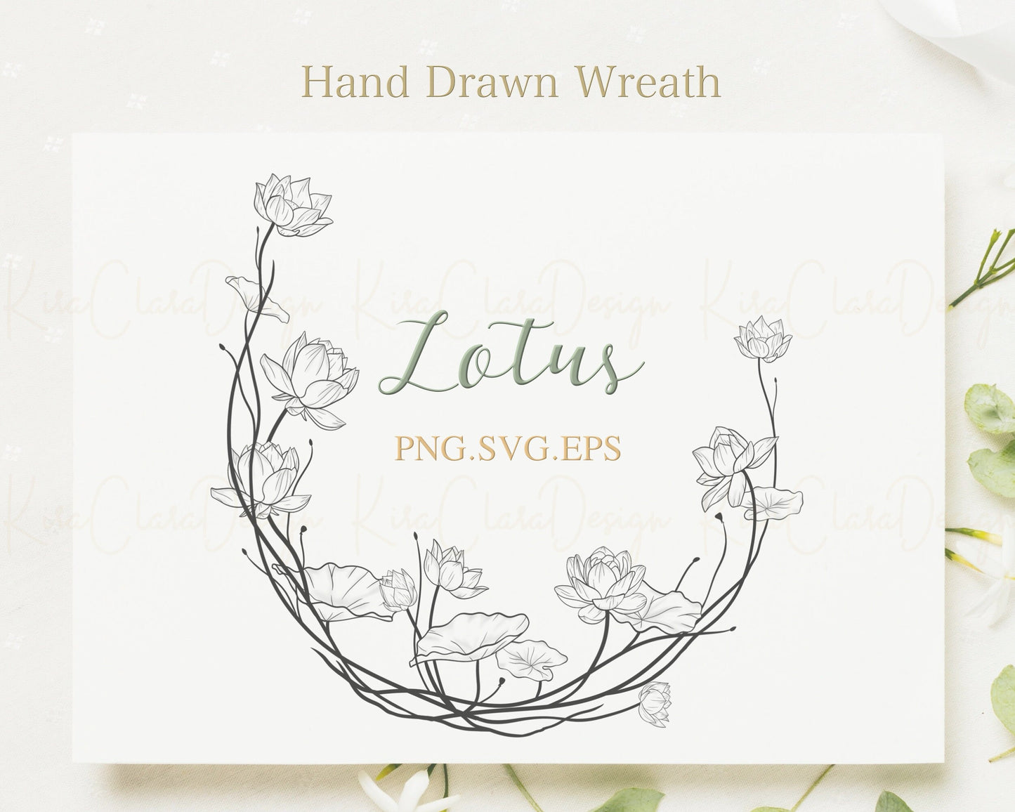 Lotus Flower Wreath Clipart