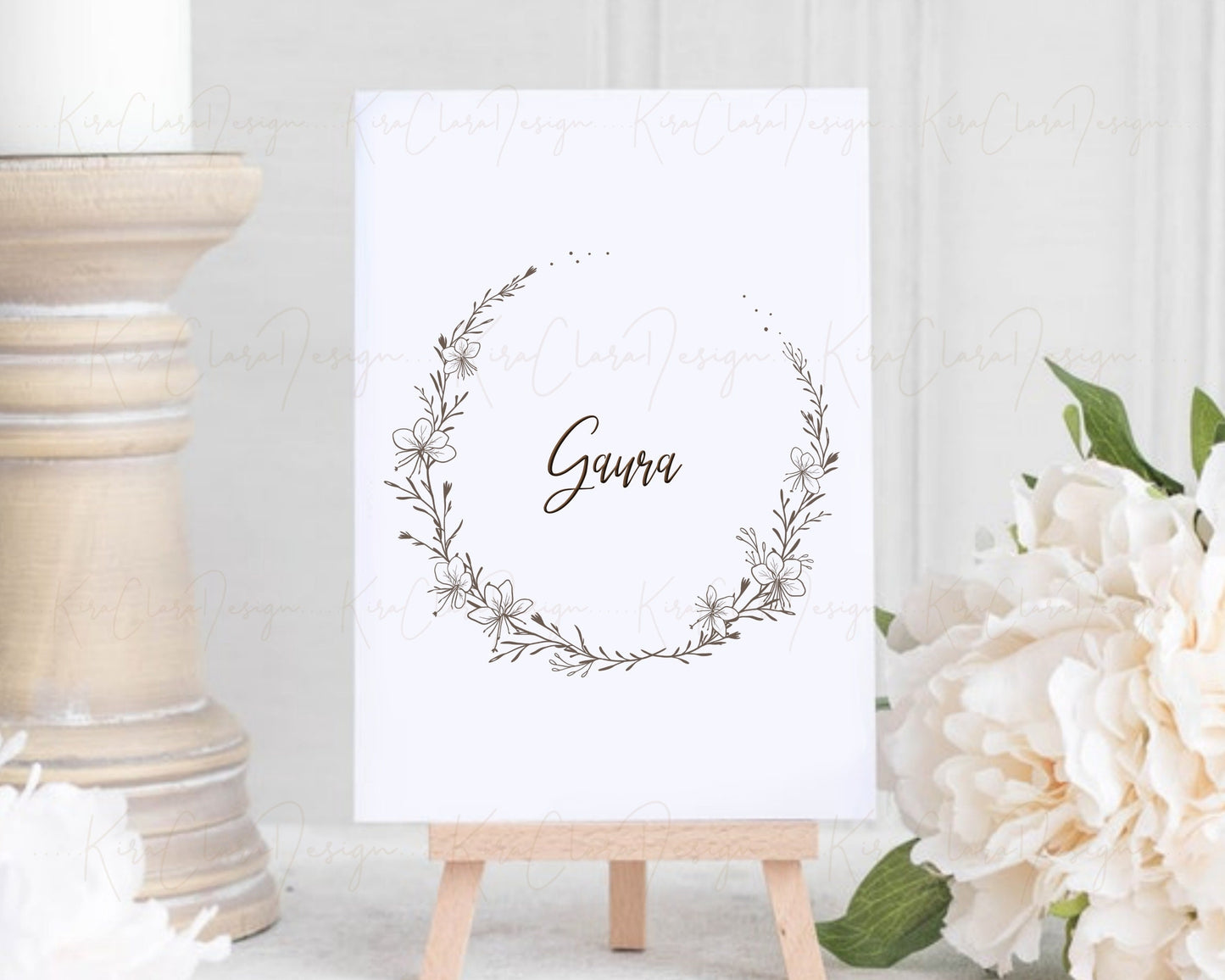 Gaura Flower Circle Wreath Clipart