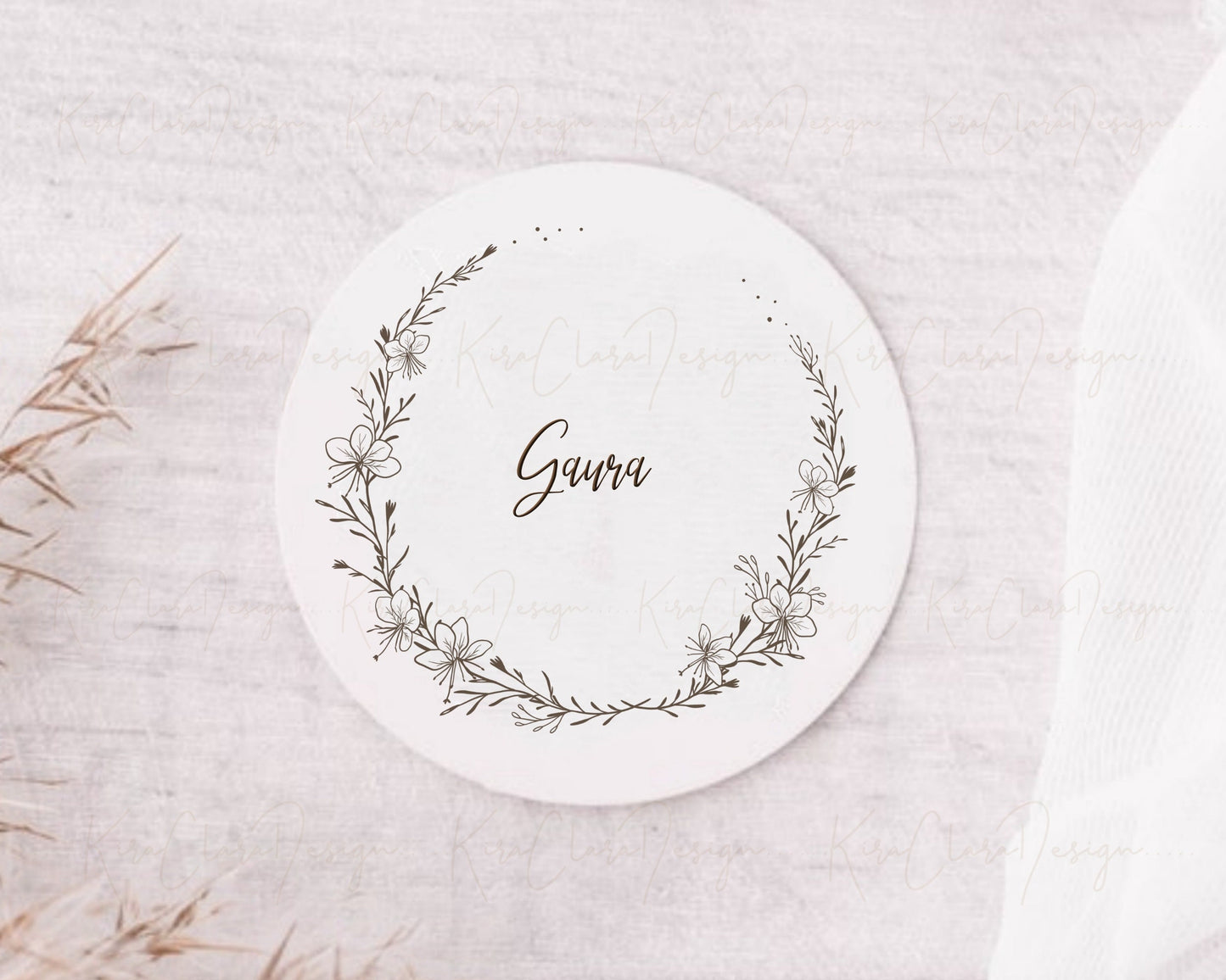 Gaura Flower Circle Wreath Clipart