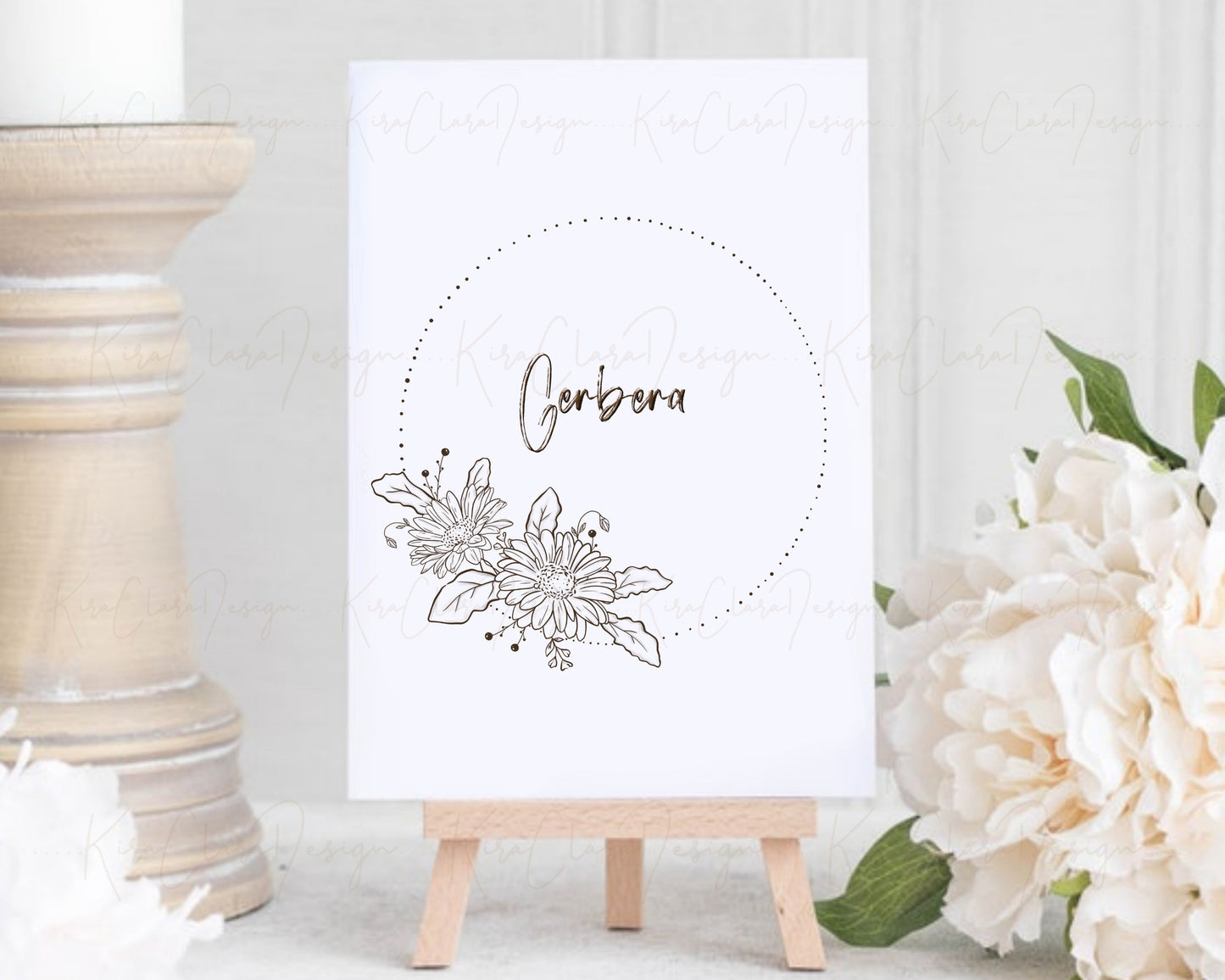 Gerbera Flower Circle Wreath Clipart