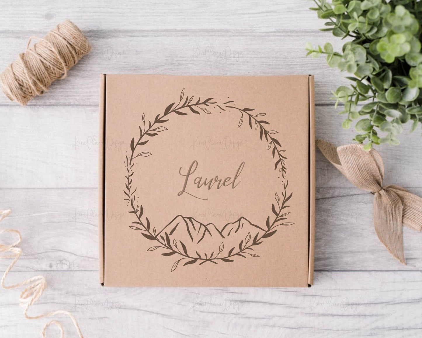 Laurel Leaf & Mountain Wreath Clipart