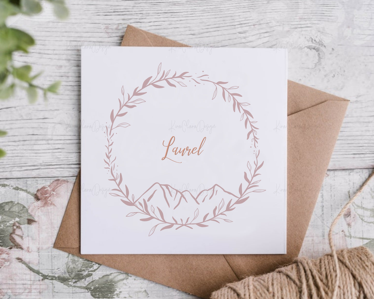 Laurel Leaf & Mountain Wreath Clipart