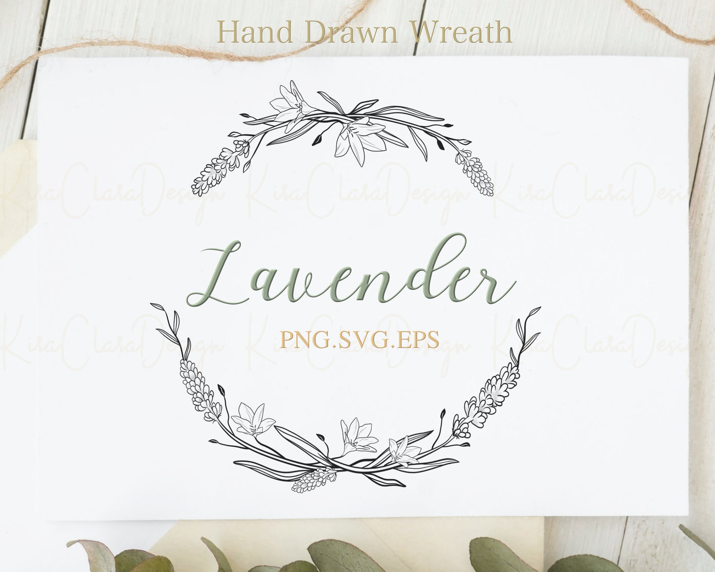 Lavender Flower Wreath Clipart SVG
