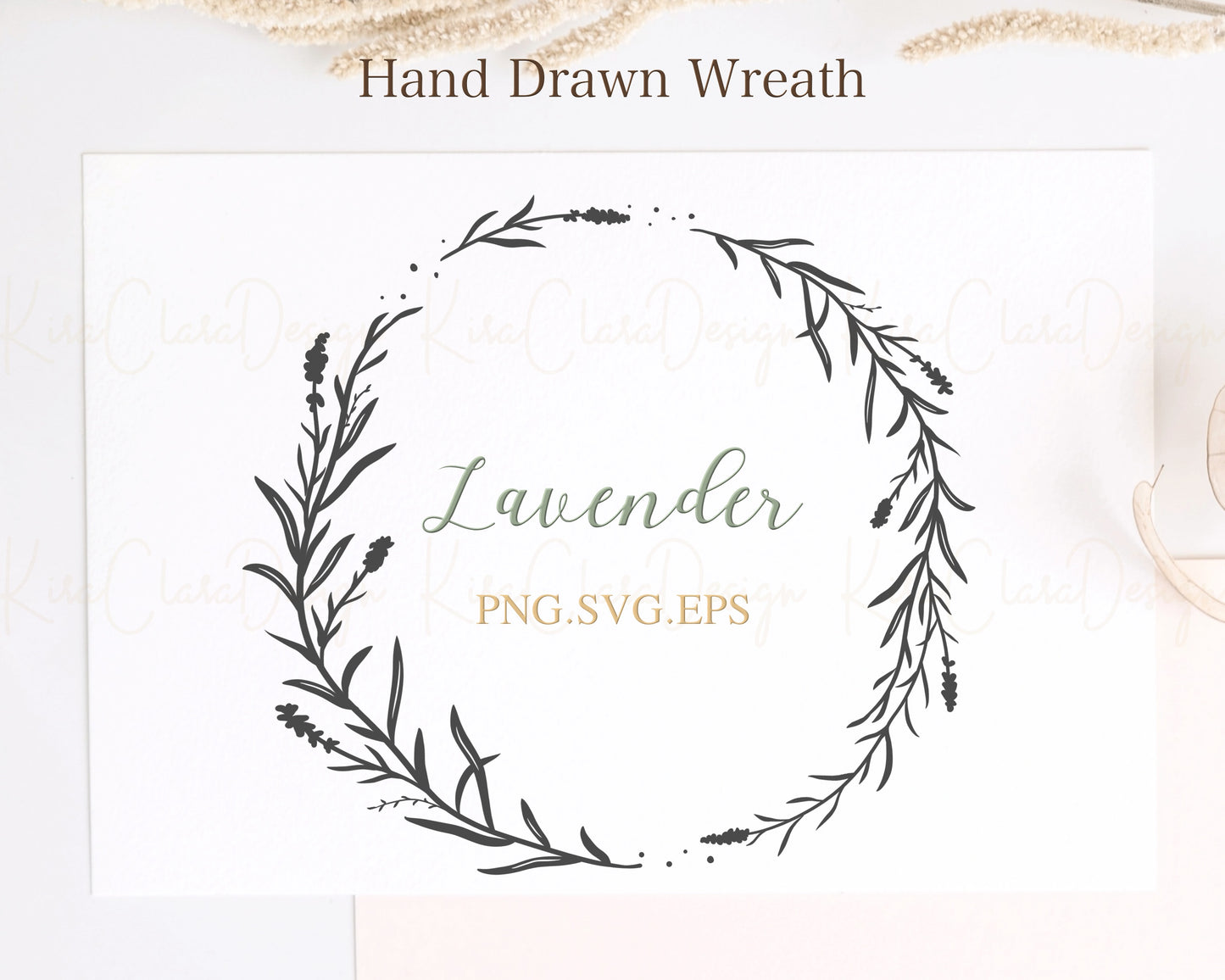 Lavender Flower Wreath Clipart SVG