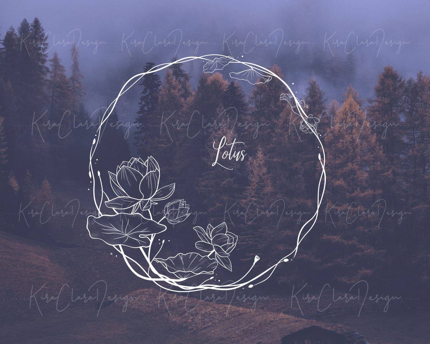 Lotus Flower Wreath Clipart