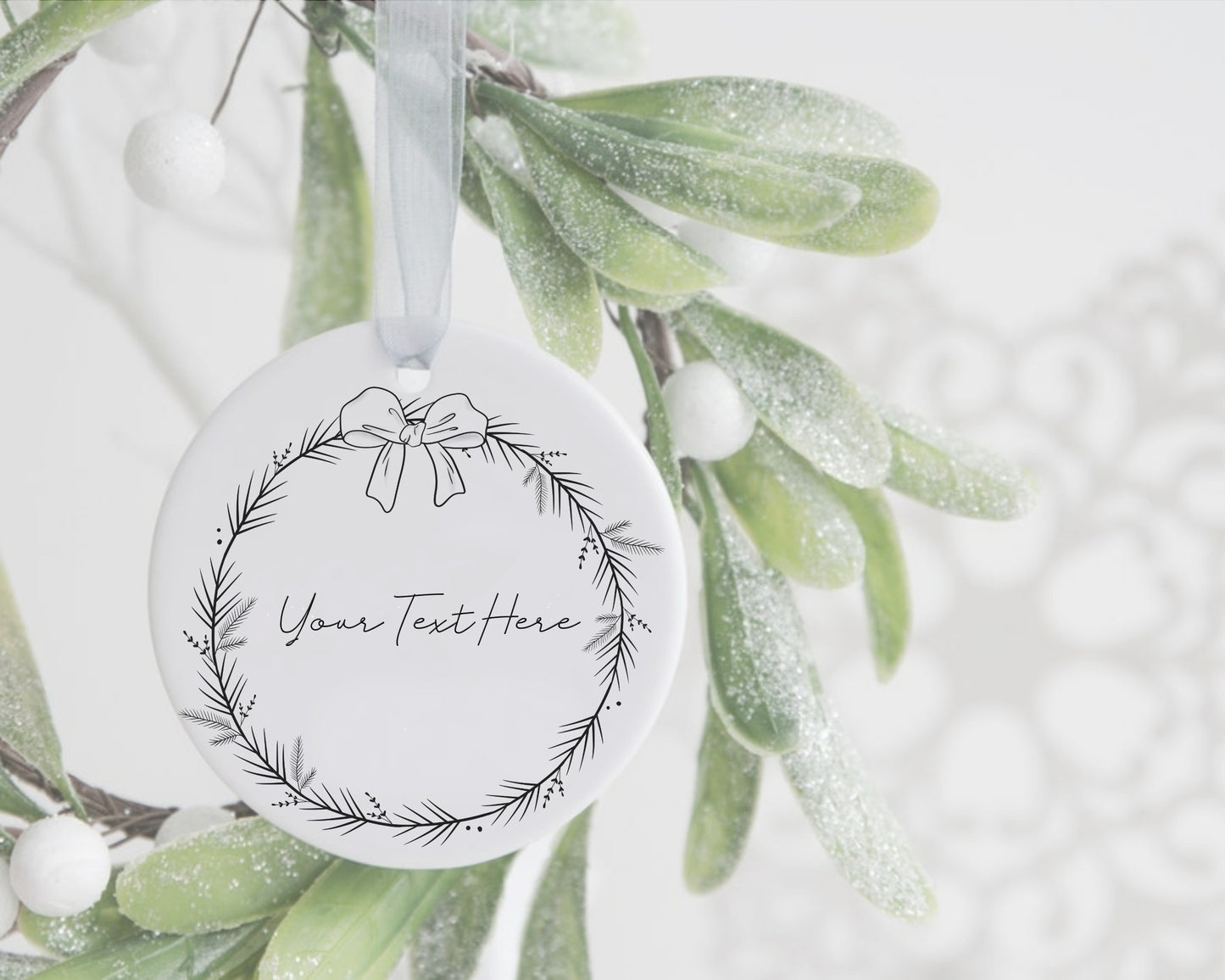 Pine Tree With Ribbon Full Wreath Clipart