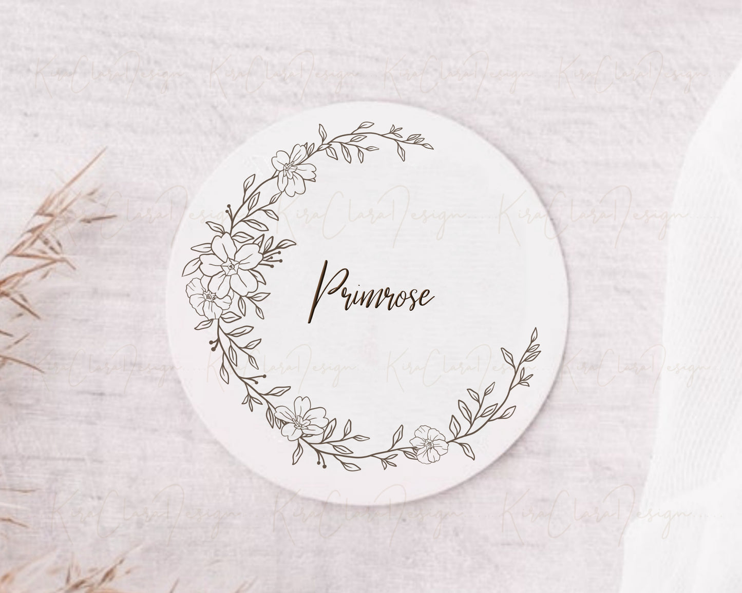 Primrose Flower Wreath Clipart SVG