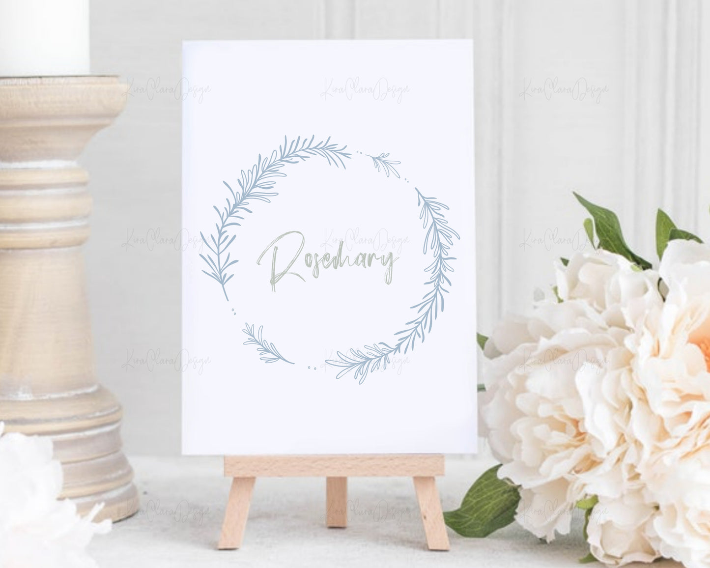 Rosemary Flower Circle Wreath Clipart SVG