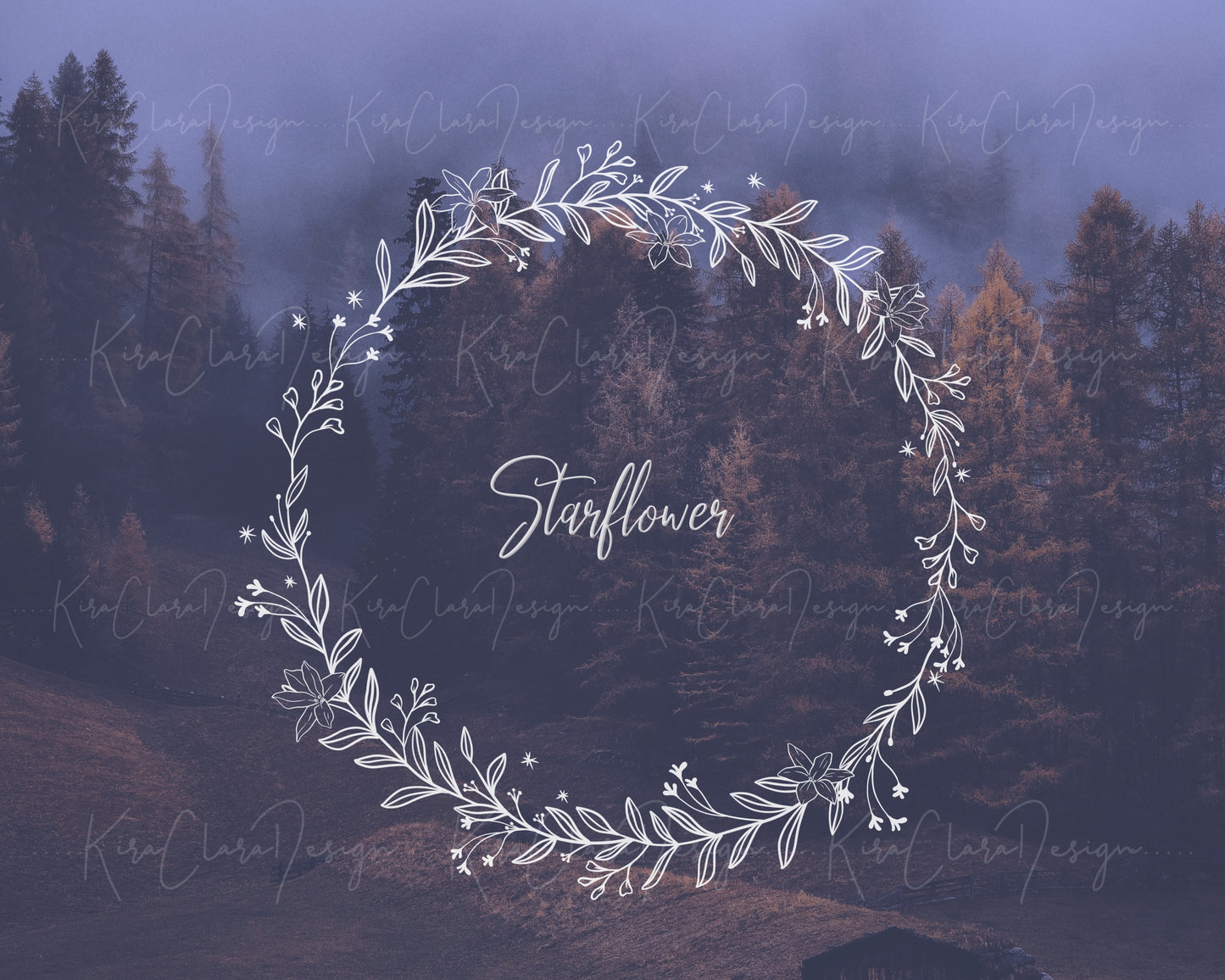 Starflower Circle Wreath Clipart