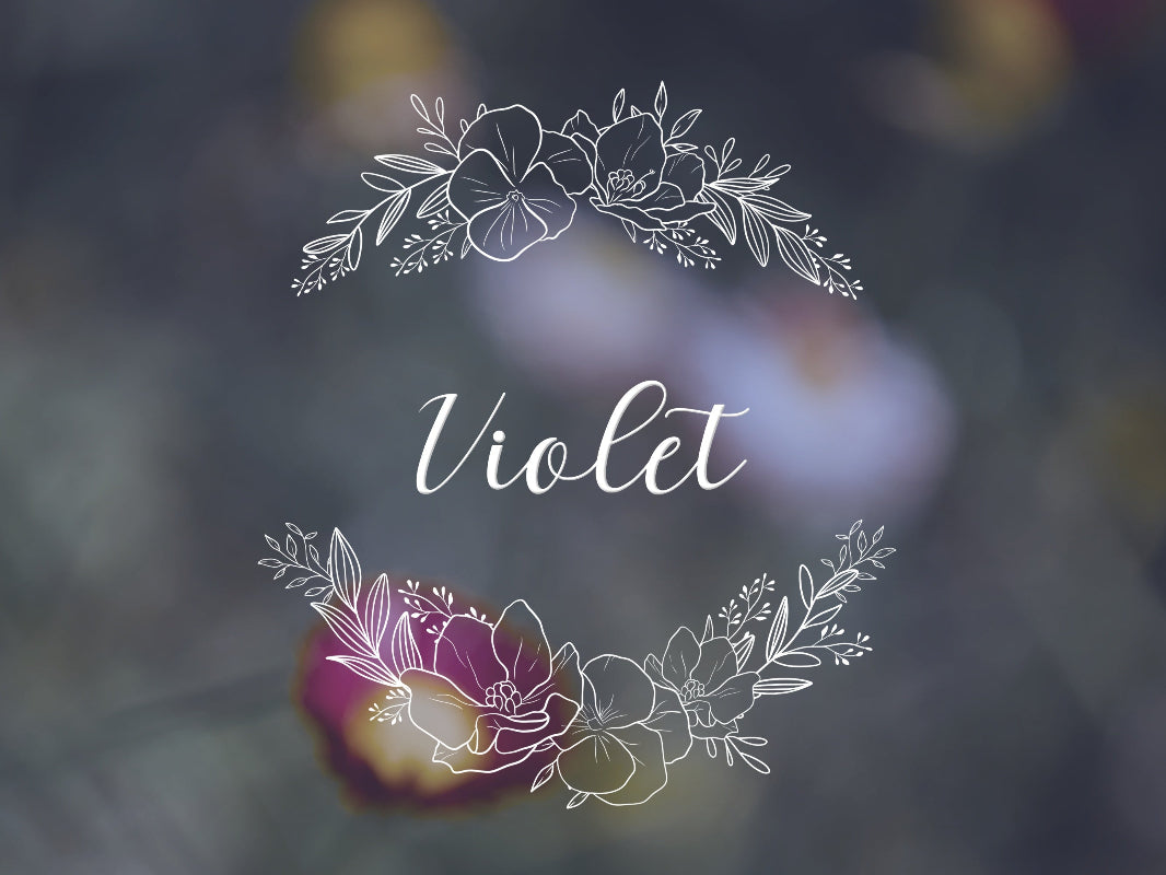 Hand-drawn Violet floral wreath vector and clipart illustration in black and white for digital download.