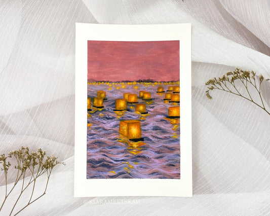 "Floating Lanterns" Acrylic Painting (Original Artwork)