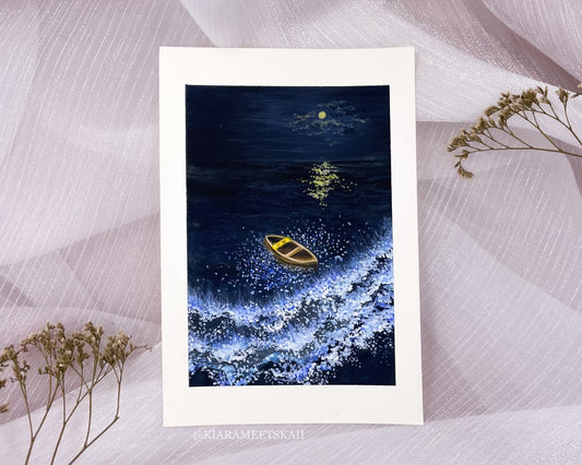 "Dreamkeeper's Boat" Gouache Painting (Original Artwork)