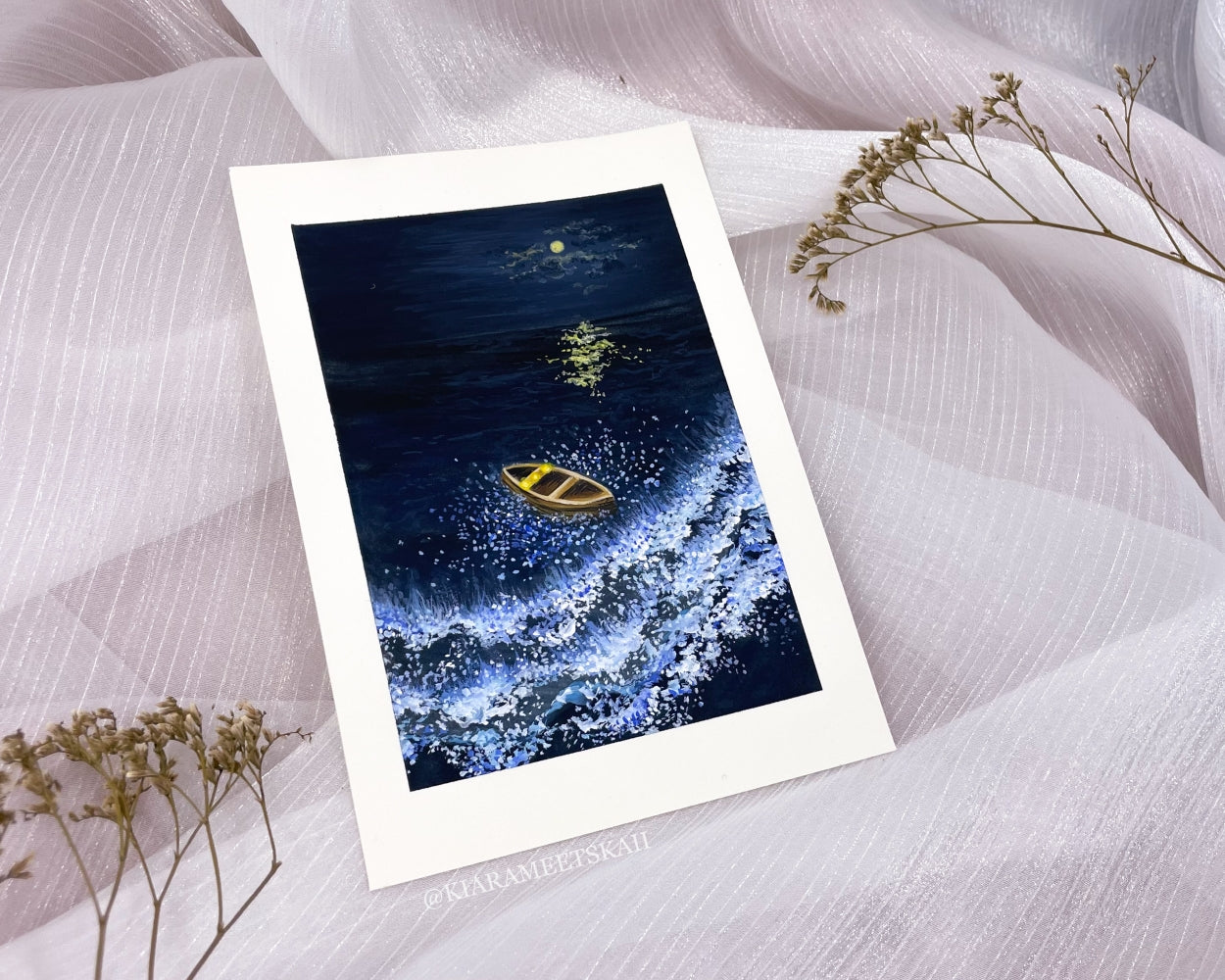 "Dreamkeeper's Boat" Gouache Painting (Original Artwork)