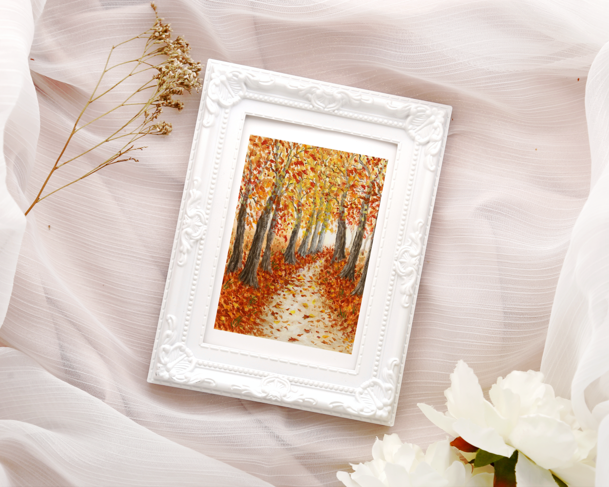 "Autumn's Carpeted Pathway" Original Acrylic Painting