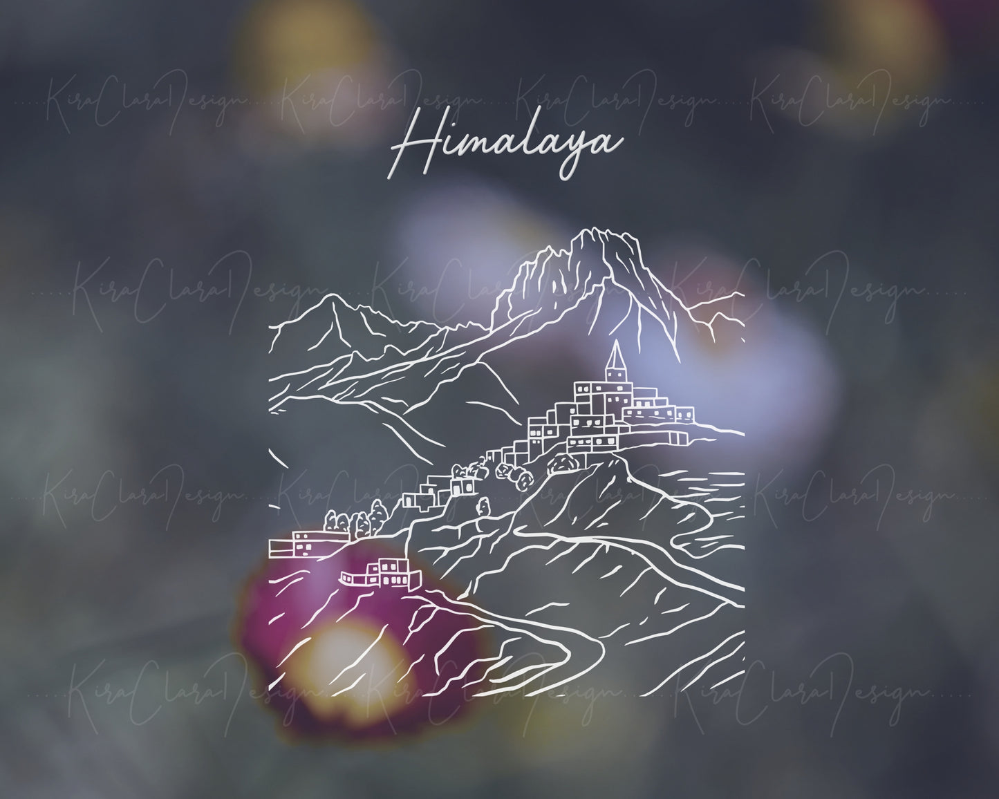 Himalayas Landscape Outline Clipart