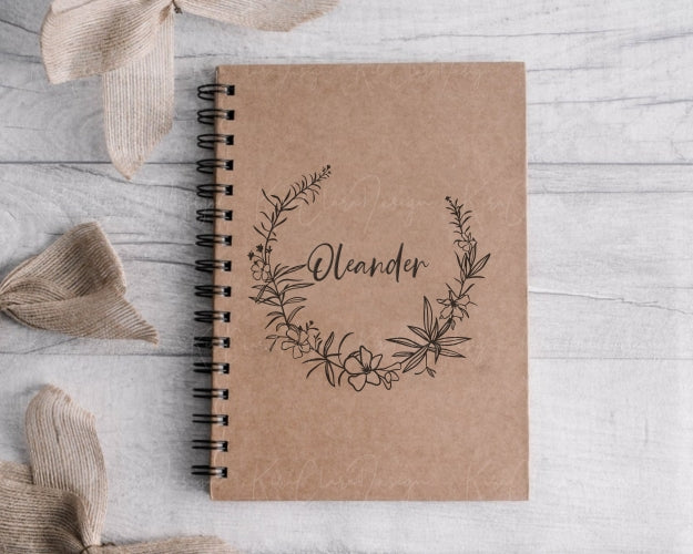 Oleander Flower (Nerium Oleander) Botanical Wreath Clipart