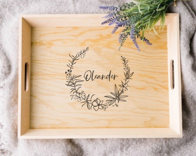 Oleander Flower (Nerium Oleander) Botanical Wreath Clipart