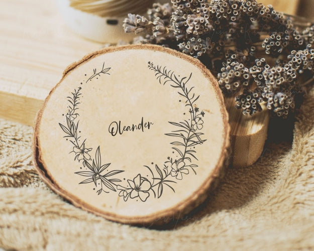 Oleander Flower (Nerium Oleander) Botanical Wreath Clipart