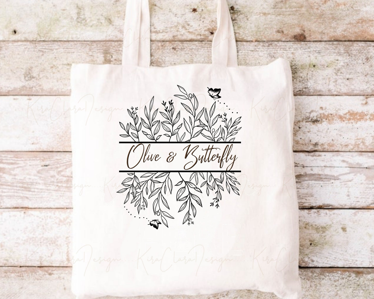 Olive Leaf & Butterfly Split Border Frame Clipart