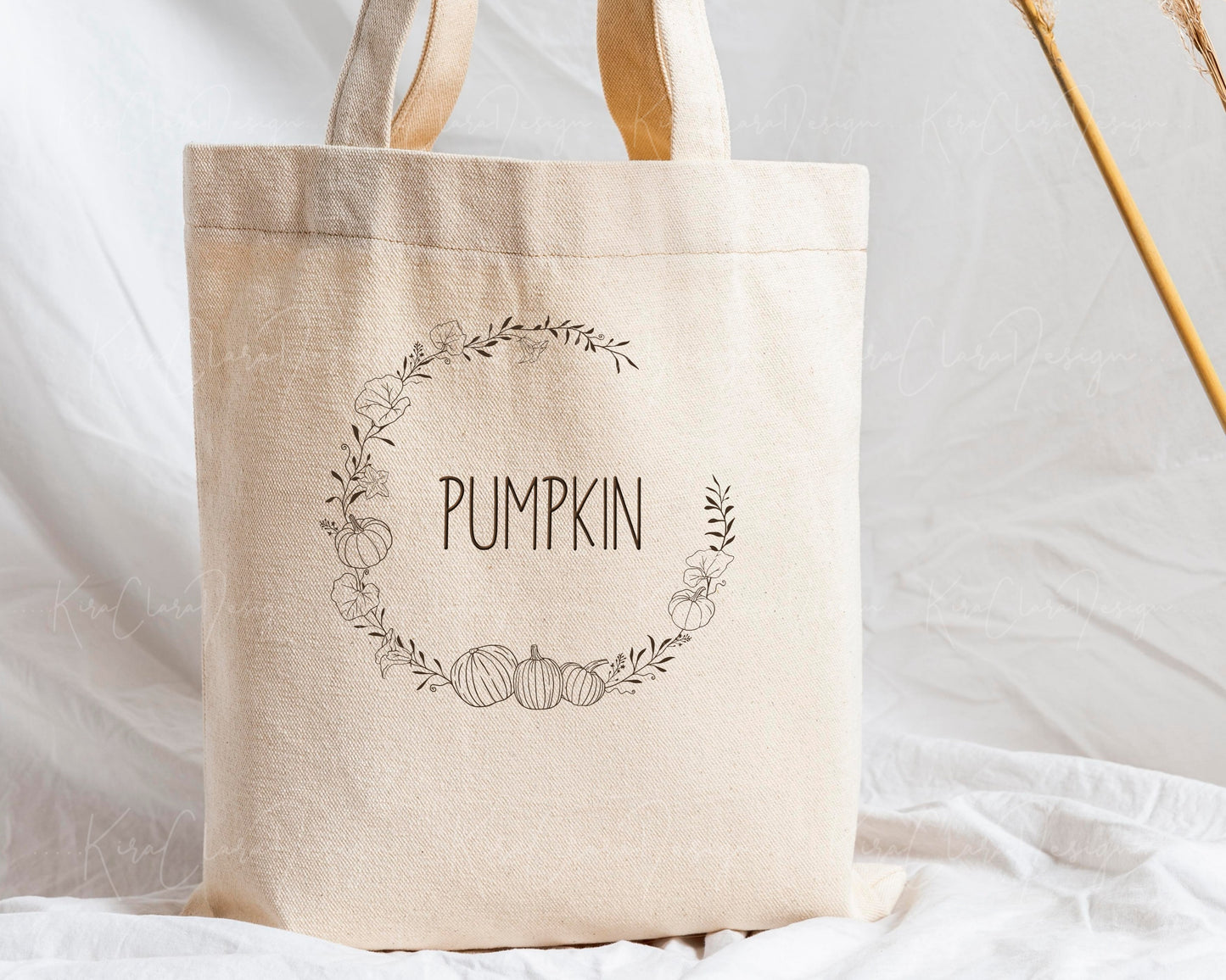 Fall Pumpkin Half Wreath Clipart / Black & White