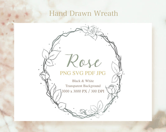 Rose Flower Botanical Wreath Clipart